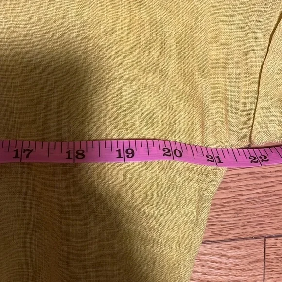 Marisa & Marie Linen Yellow Short Sleeve Mid Length Dress with Waist String - Picture 8 of 9